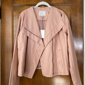 NWT FAUX LEATHER JACKET ASYMMETRICAL ZIP MOTO BIKER. A New Day- Rose Pink L